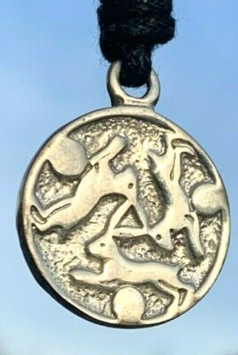 Trinity Rabbits Hare Trinity Rabbits Blue Ranger Design Silver Color Pewter Necklace ...