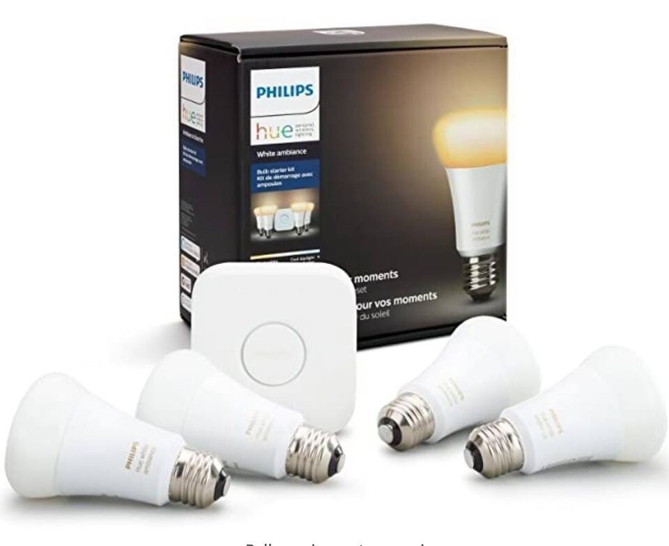 Philips Hue White Ambiance Smart Bulb Starter Kit (4 A19 Bulbs and 1 Bridge) New-image