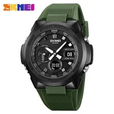 SKMEI Men's Silicone Sport Military Dual Time Digital LED Waterproof Wristwatch