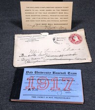 Yale University Baseball Team 1917 Original Ticket Booklet A530 Complete MINT