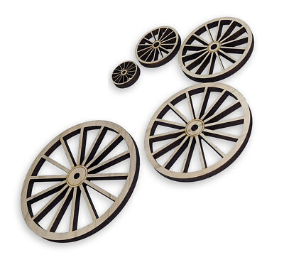 14 spoke wooden wheels for crafts (Set of 4),  Solid Poplar wood wheels