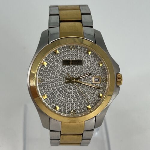 Akribos XXIV Watch AK477TTG Gold & Silver Tone Bling Sparkly Dial NEW BATTERY - Picture 2 of 11