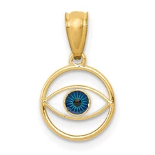 14k Yellow Gold Polished Enameled Eye Pendant Perfect Gift for Her