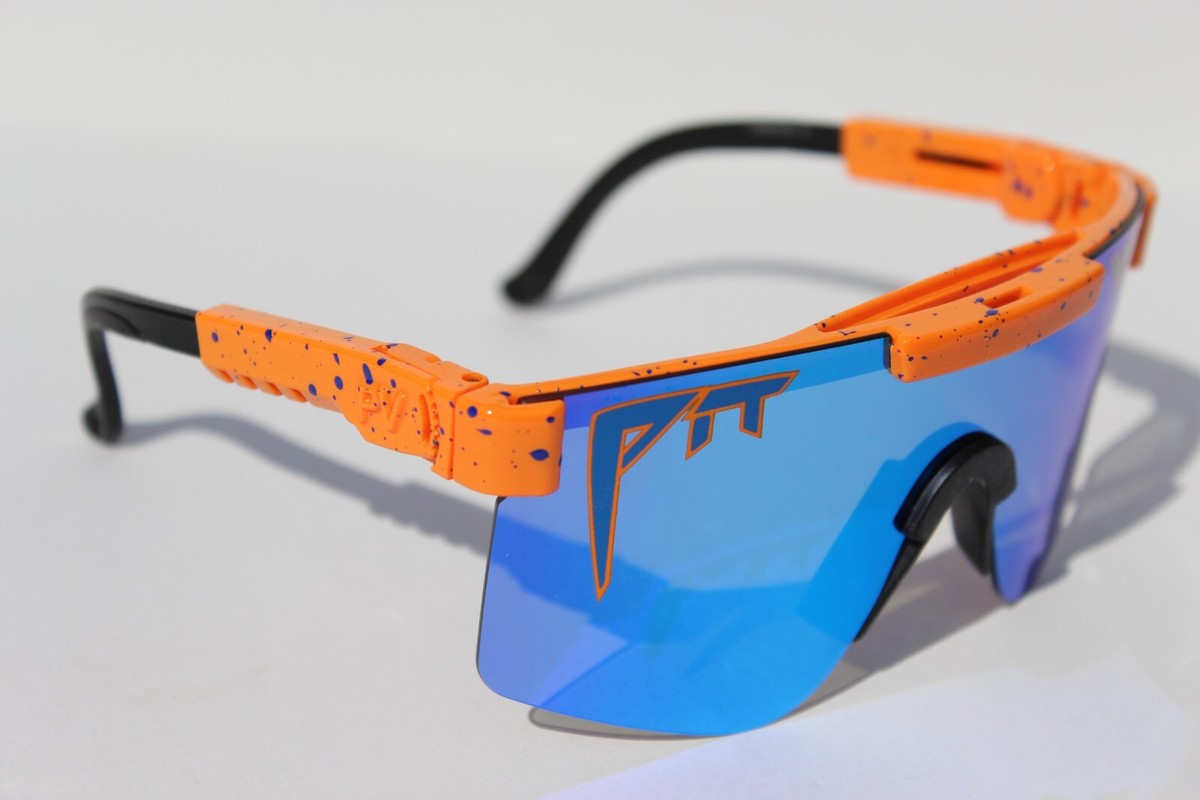 PIT VIPER The Crush POLARIZED Sunglasses Orange/Blue Mirror 