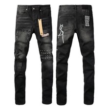 NEW KSUBI Men's Black Letter Printing Ripped Pants High Street Fashion Jeans