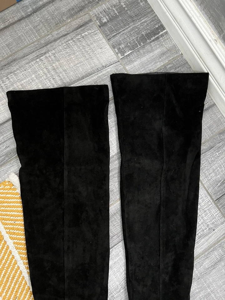 Call It Spring Women Over The Knee Black Vegan Suede Boots Pointed Toe Side Zip - Image 2 of 4