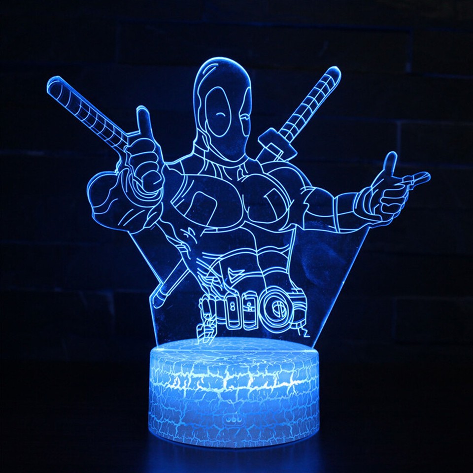 3D Illusion LED Marvel Deadpool Night Light 7 Colors Changing Table