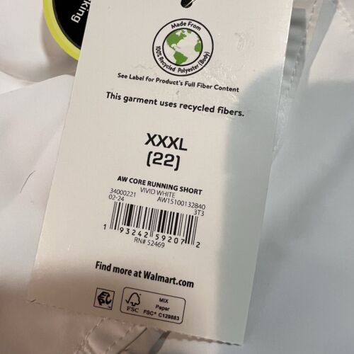 NWT Womens White Plus Size Running Shorts Panty Liner Pockets 3XL (44Wx4L) - Picture 3 of 9