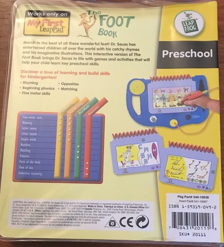 Leap Frog Foot Book Dr Suess My First Leap Pad Interactive Book & Cartridge - Picture 2 of 2