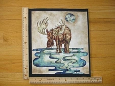 Bull Moose Wildlife Expressions Cotton Quilt Fabric Block 10 1/2" x 9 1/2"