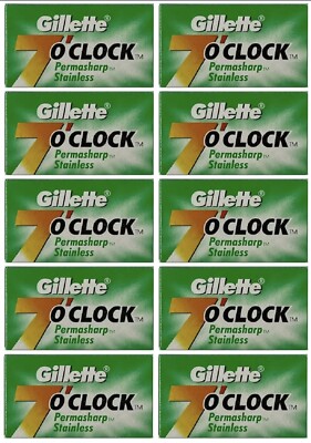 Gillette 7 O'Clock Permasharp Double Edge 100 Blades For Safety Razors Shaving