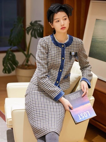 women suit set business casual vintage classic pink girls wool winter princess - Picture 2 of 3