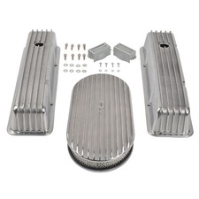 For Sbc Chevy 350 400 58-86 Aluminum Finned Tall Valve Cover 15 Air Cleaner