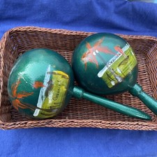 Maraca Set Very UNIQUE Handcrafted Hand Painted BEAUTIFUL RICH COLOR COZUMEL