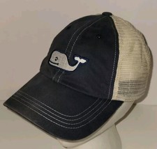 VINEYARD VINES navy Blue Whale Logo Mesh Adjustable Cap Hat. Adult S or Youth