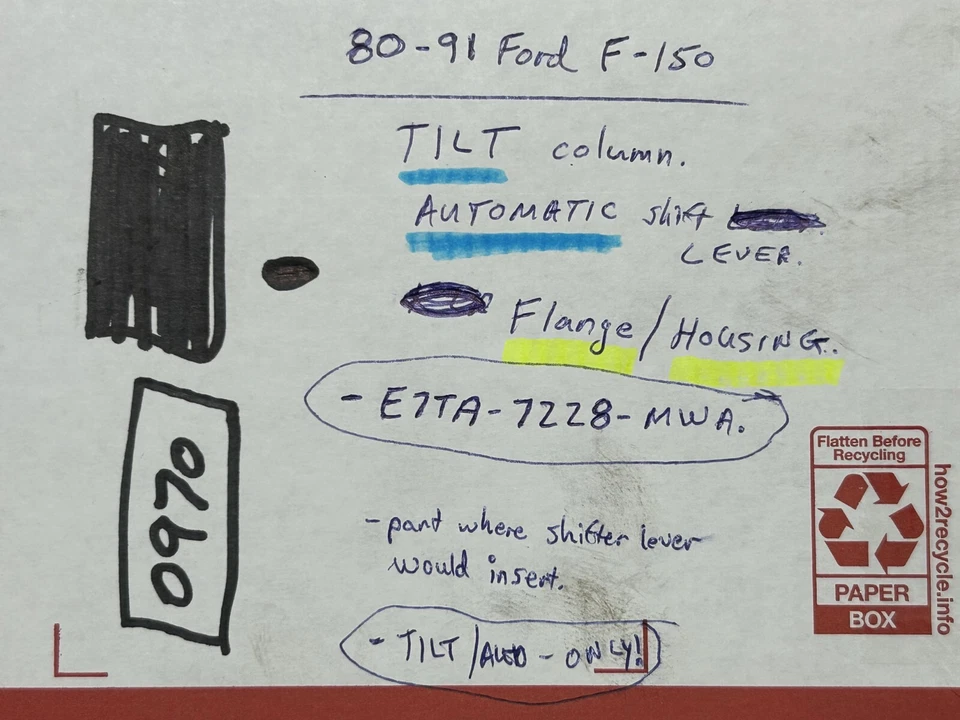 80-91 Ford F150 - Inclinación + Columna de dirección automática Brida Automática Palanca de cambios Buje Foto 2 de 4