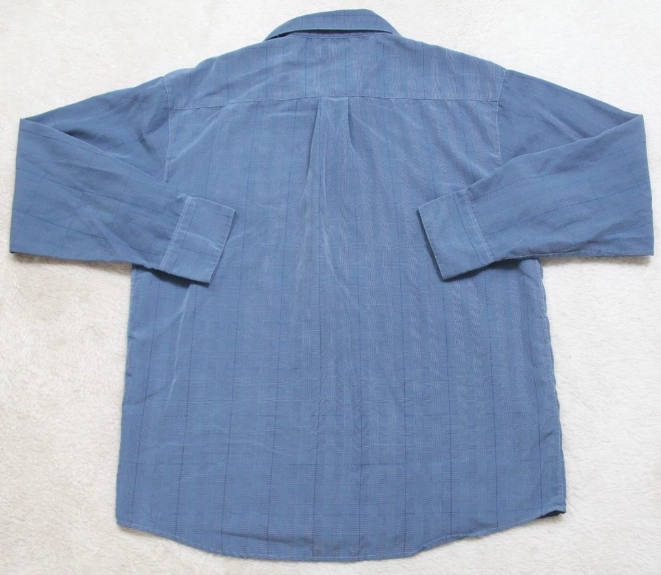 Camisa de Vestir Azul Grande Manga Larga Poliéster Sólido Gran Noroeste GNW Para Hombres AP39 Foto 2 de 4