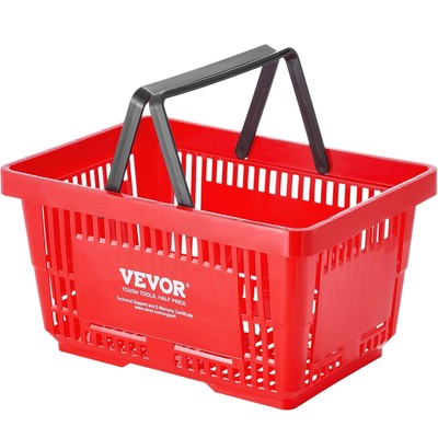 Set of 12 Shopping Basket 24L Durable Plastic Grocery Basket with Handle&Stand