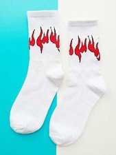 Red Flame Print Socks Funny Socks for Men Novelty Socks Funky Socks Gift for Him