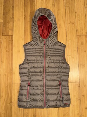 CMP Down Vest Quilted Ultralight Zipper Goose Zip Hoodie Beige Women s X Small