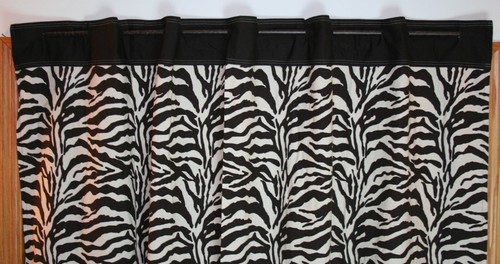 Zebra Print Shower Curtain Dark Brown Cream Cotton Weave Fabric Karen Neuburger - Picture 5 of 9