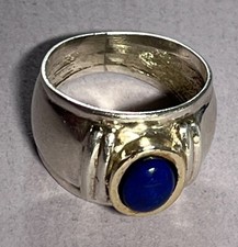 STERLING SILVER LAPIS RING, SIZE 7, WEIGHING 6.3G.