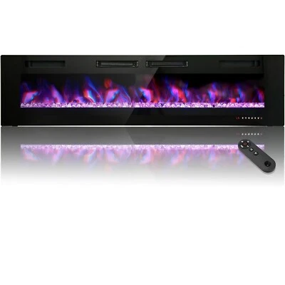 PHI VILLA 72" Ultra-Thin Electric Fireplace Wall-Mounted & Recessed Fireplace Heater