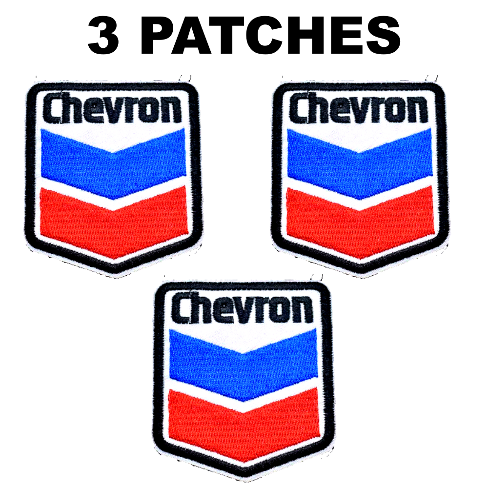 3 Chevron  Gas Patch Iron-Sew-on Embroidered Applique Gas Station Patches 2.5