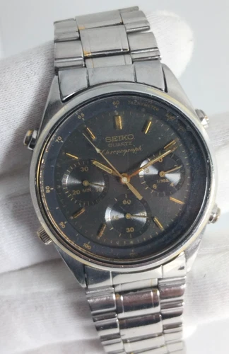 Vintage 1983 Seiko 7A28-7020 Quartz Chronograph James Bond "Black Bond"