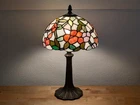 Vintage ​Signed Dale Tiffany Stained Glass Floral Table Lamp - Art Glass