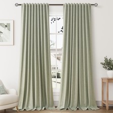 Linen 100 Blackout Curtains for Bedroom 90 52"W x 90"L Pack of 2 Sage Green