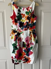 ELIZA J | Watercolor Floral A-Line Cocktail Sheath Shift Dress. Size 8