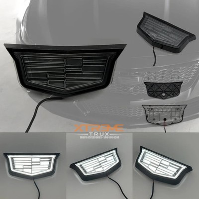 Black LED Illuminated White LED Front Grille Emblem Fits 2020-2026 Cadillac CT5