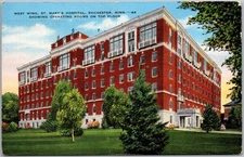 Vintage Linen Postcard West Wing Operating Rooms Rochester, MN 1950s