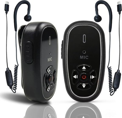 T-M12 AI Voice Walkie Talkies Silver 2-Pack Headset
