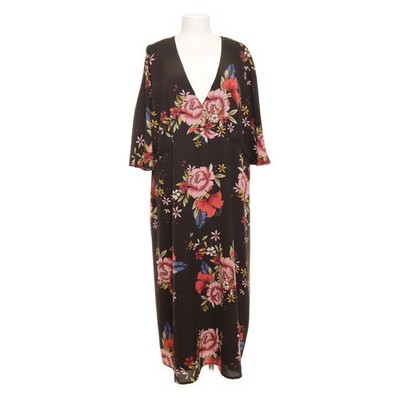 Yumi, Kleid, Größe: 52, Schwarz/Mehrfarbig, Elasthan/Polyester, Blumen #H62