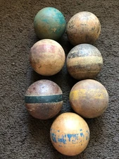 LOT of 7 Antique WOOD CROQUET BALLS