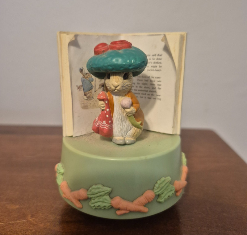 Vintage Musical Beatrix Potter Figurine, Benjamin Bunny