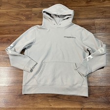 Abercrombie Fitch Exploded Logo Soft A F Fleece Hoodie Mens M Gray No Drawstring