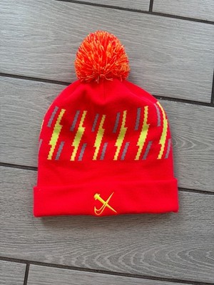 Nike Men's OS Cross Regional Beanie Neon Orange Yellow Pom Pom