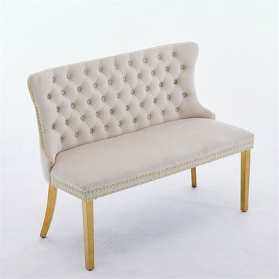  Velvet Double Dining Loveseat Bench 2-Seat Tufted Bench With Handmade Buttons