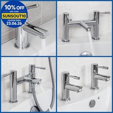 Modern Chrome Bathroom Sink Twin Taps Bath Filler Shower Mixer Basin Mini Mixer