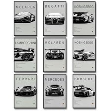 dazongweihan 9pcs Super Car Posters for Boys Room, Racing 8 x 12 inches, X1