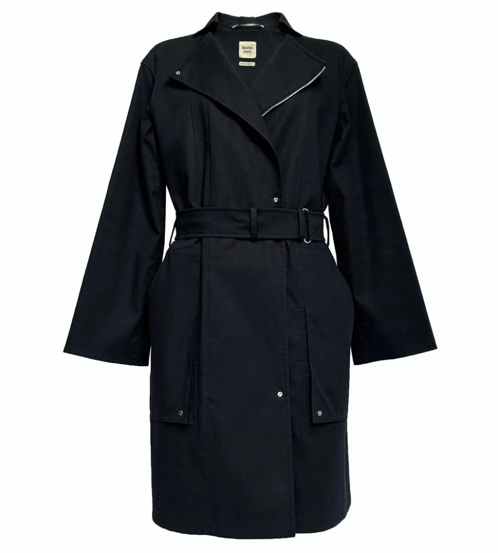 HERMÈS Hermes Trench Cappotto Lungo 2 Vie Navy