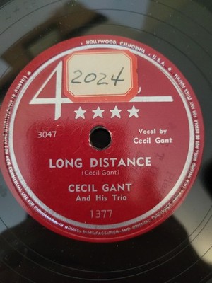 Cecil Gant Trio   Long Distance 78 RPM Single 1948 4 Star Records Blues Jazz 78