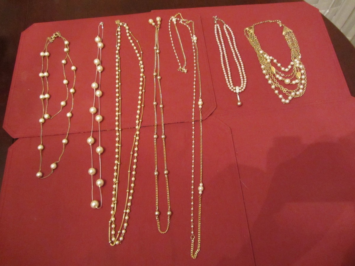 LOT of 7 Faux Pearl Necklaces Coro Anne Klein Sarah Cov