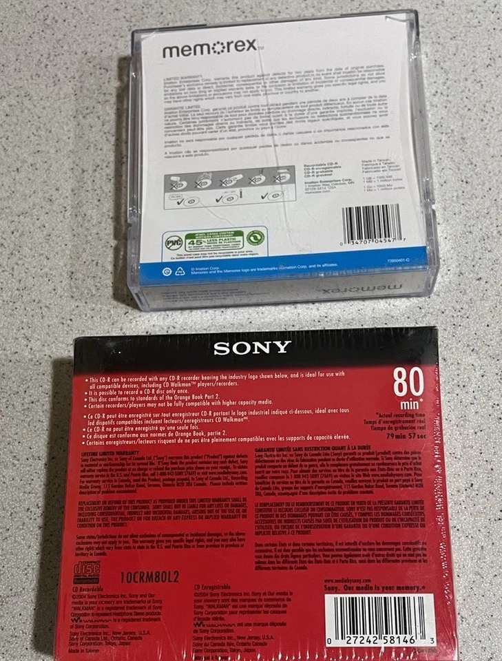 CD-R Music WALKMAN 80 Minute CD (NEW) + Memorex CD-R 52 X 700 MB 80 Minutes. - Image 2 of 2
