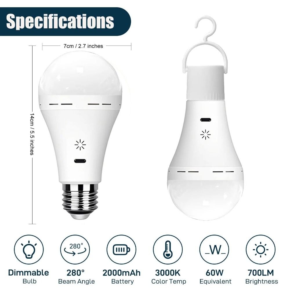 3 Color Remote Rechargeable Light Bulb Smart E27 Bulbs Portable USB Led Bulb — image 2