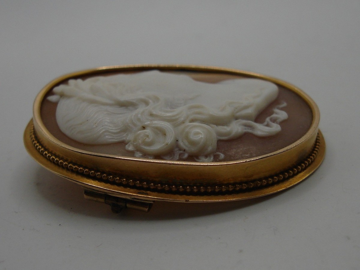 STUNNING 1870'S ERA 14K GOLD HAND CARVED SHELL CAMEO SIGNED! | eBay