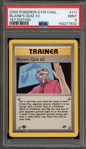 Pokemon Blaine's Quiz #2 Gym Challenge 1st Edition #111 PSA 9 Mint